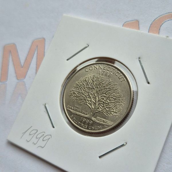 Пам'ятна монета США &frac14; долара 1999 року (Квотер штату Коннектикут), мітка монетного двору: "D" - Денвер usa_25_1999_D фото