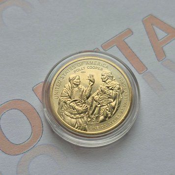 Пам'ятна монета США 1 долар 2026 року. Корінні Американці - Поллі Купер, мітка монетного двору: "D" - Денвер usa_1_2026_КуперD фото