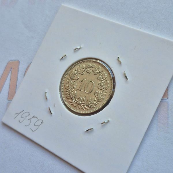 Монета Швейцарії 10 раппен 1959 року CHF_10Rp_1959 фото
