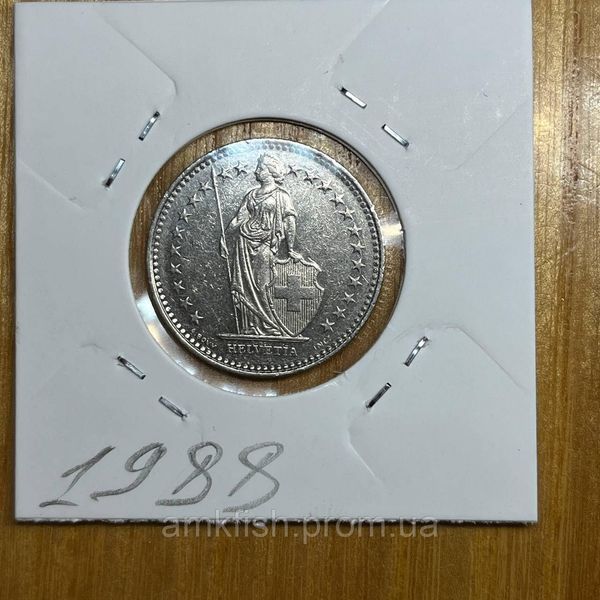Монета Швейцарії 1 франк 1988 року CHF_1F_1988 фото