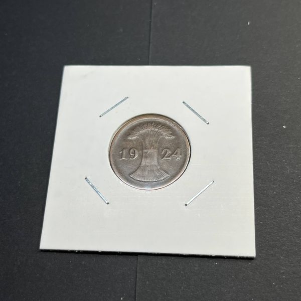 Монета Німеччини 2 рентенпфеніга 1924 року, мітка монетного двору "D" - Мюнхен de_2_1924_D фото