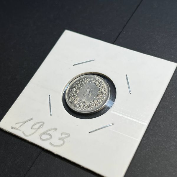 Монета Швейцарії 5 раппен 1963 року CHF_5Rp_1963 фото