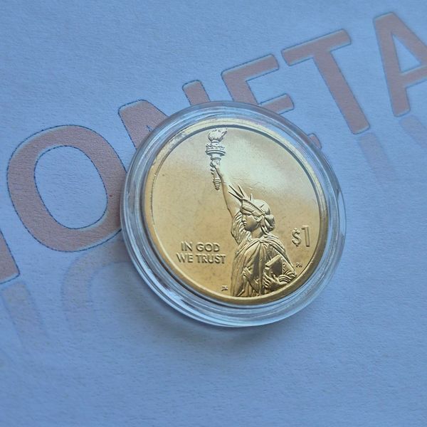 Пам'ятна монета США 1 долар 2018 року. Американські інновації - Перший патент, мітка монетного двору: "D" - Денвер usa_1_2018_ПатентD фото