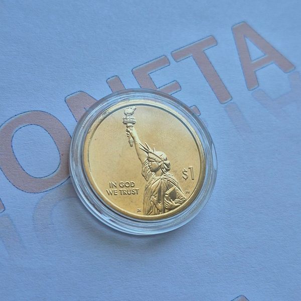Пам'ятна монета США 1 долар 2018 року. Американські інновації - Перший патент, мітка монетного двору: "D" - Денвер usa_1_2018_ПатентD фото