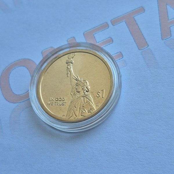 Пам'ятна монета США 1 долар 2018 року. Американські інновації - Перший патент, мітка монетного двору: "D" - Денвер usa_1_2018_ПатентD фото