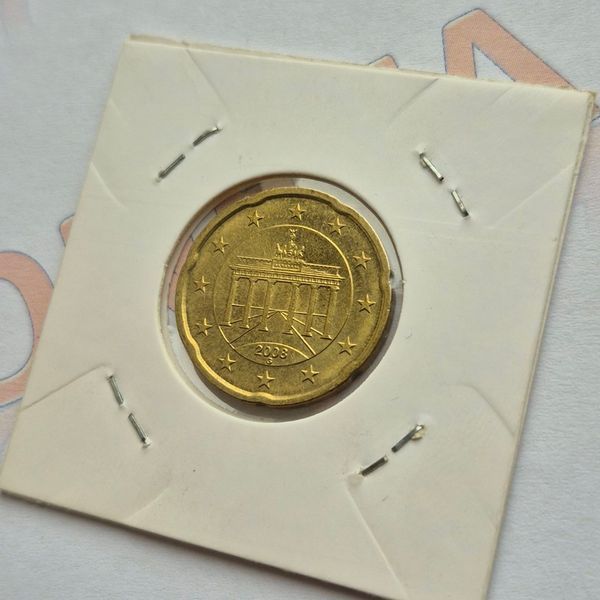 Монета Німеччини 20 євроцентів 2008 року, мітка монетного двору "G" - Карлсруе de_20_2008_G фото