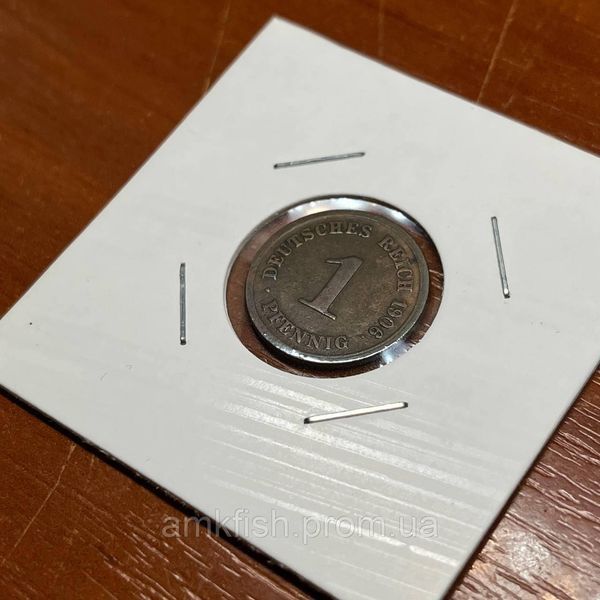 Монета Німеччини 1 пфеніг 1906 року, мітка монетного двору "G" - Карлсруе de_1_1906 фото
