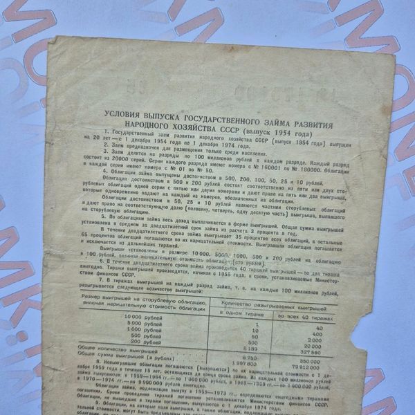 Бона СРСР Облігація 100 рублів 1954 року О_100р_1954 фото