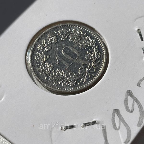 Монета Швейцарії 10 раппен 1992 року CHF_10Rp_1992 фото