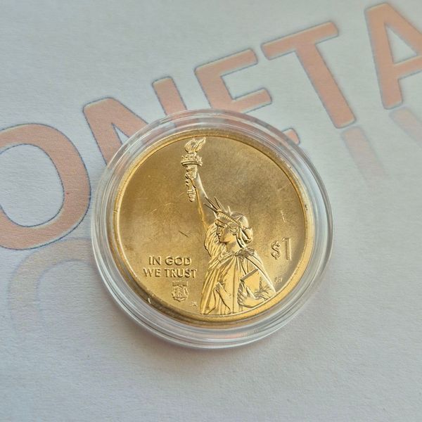 Пам'ятна монета США 1 долар 2026 року. Американські інновації - Вісконсін. Суперкомп'ютер Cray-1, мітка монетного двору: "P" - Філадельфія usa_1_2026_СуперкомпP фото
