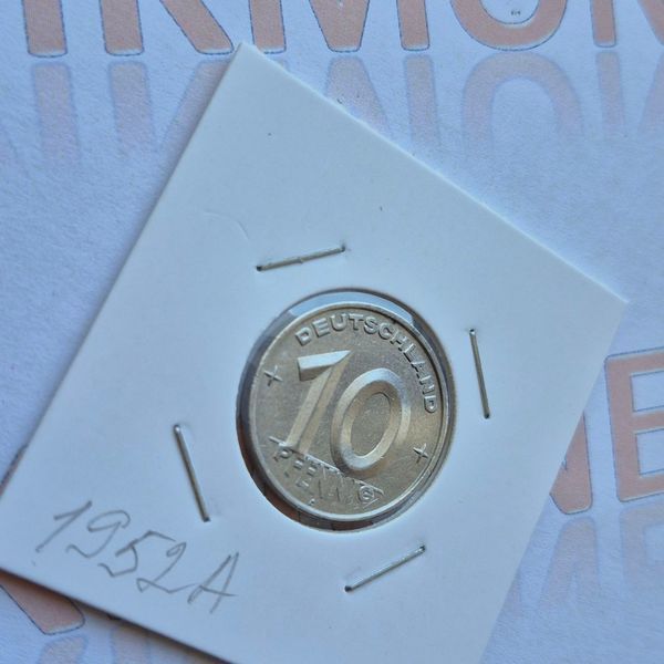 Монета Німеччини - НДР 10 пфенігів 1952 року, мітка монетного двору "А" - Берлін НДР_10_1952_А фото