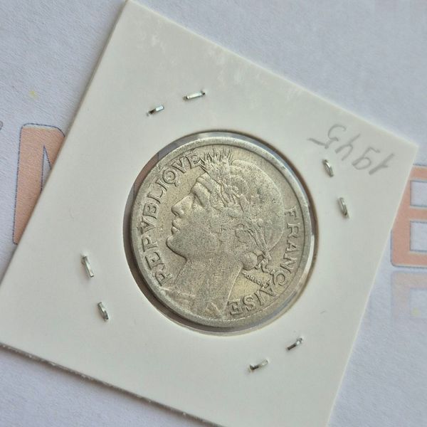 Монета Франції 2 франка 1945 року, без мітки монетного двору fr_2f_1945 фото