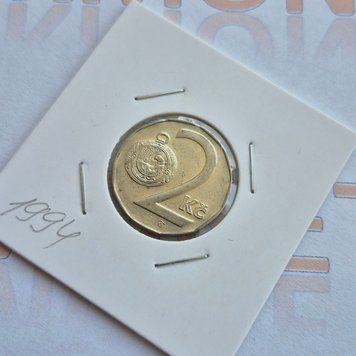 Монета Чехії 2 крони 1994 року, мітка монетного двору: "кленовий лист" - Вінніпег, Канада cz_2К_1994 фото
